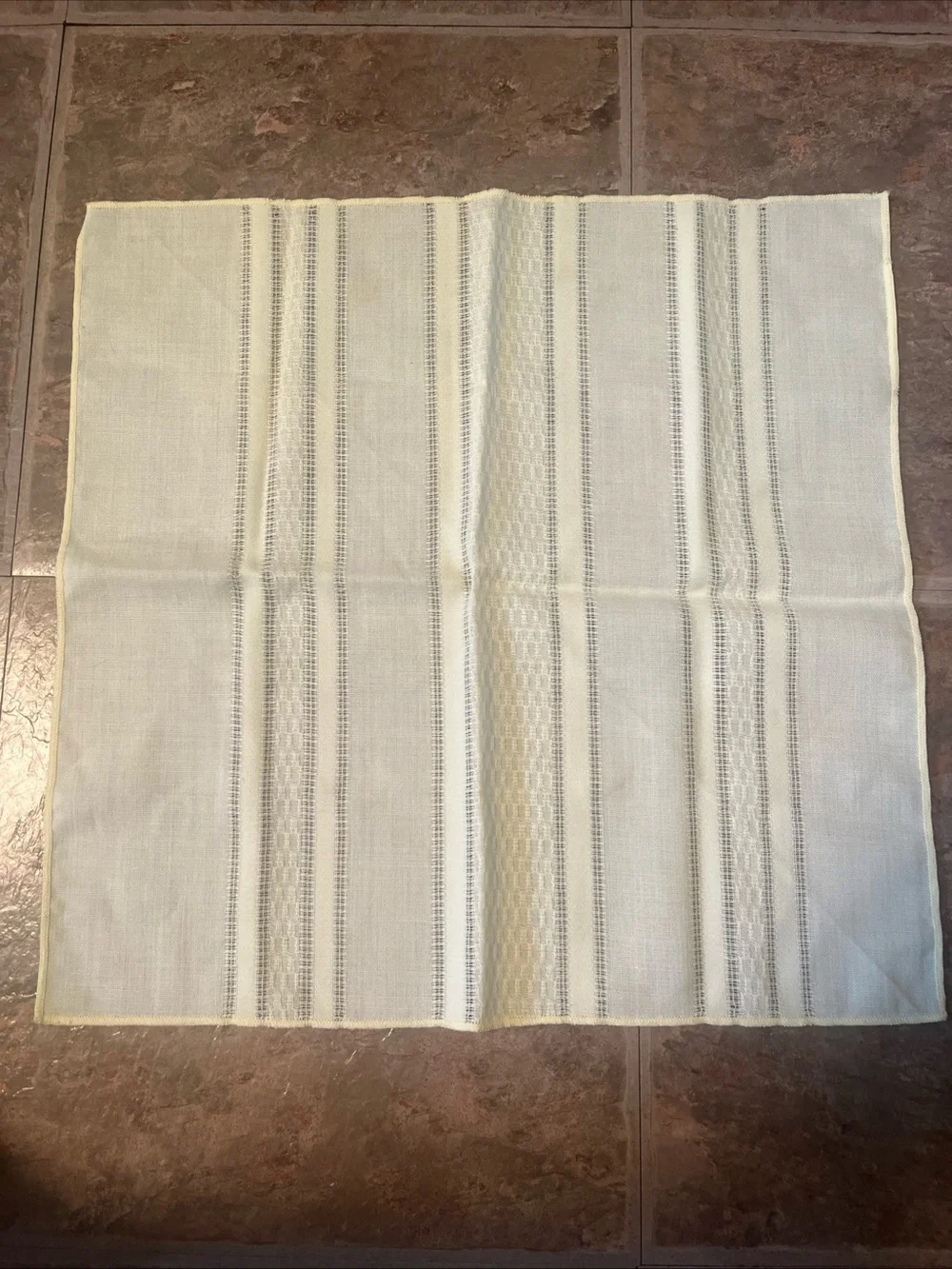 Vintage Set of 6 Striped Pale Yellow  Cotton Dinner Napkins